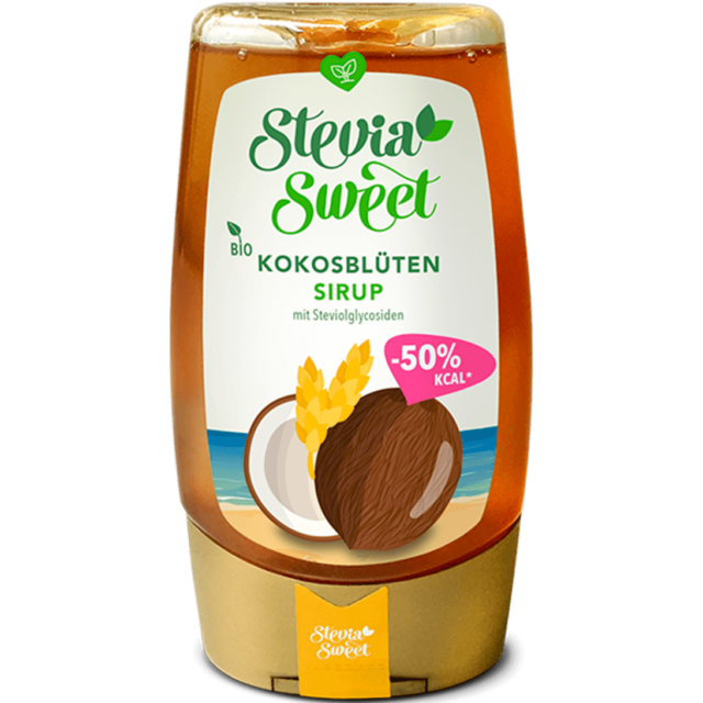 SteviaSweet bio Kokosblütensirup mit 50 % weniger Kalorien