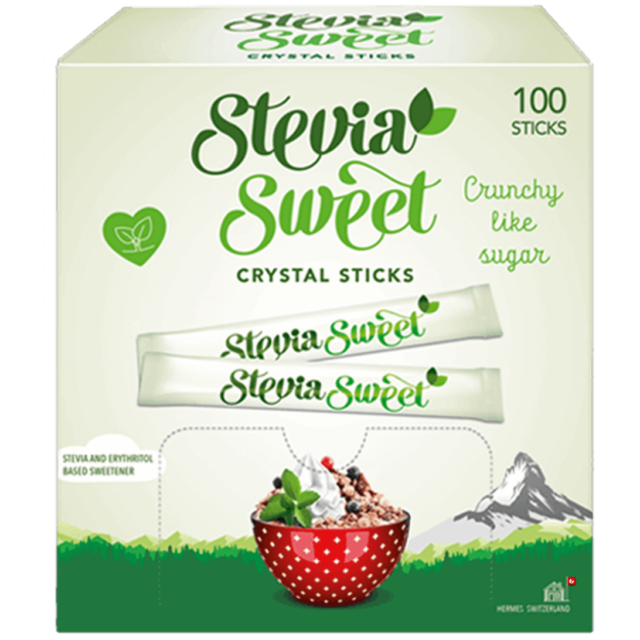 SteviaSweet Crystal Sticks mit Stevia und Erythrit ohne Kalorien