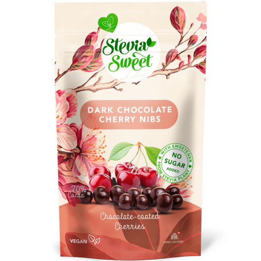 steviasweet dark chocolate nibs cherry without sugar