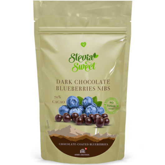 Dunkle Schokoladen Nibs Blaubeeren ohne Zuckerzusatz