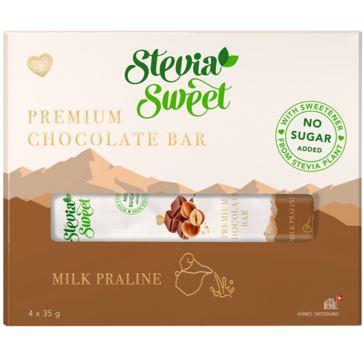 steviasweet premium chocolate bar praline box without added sugar