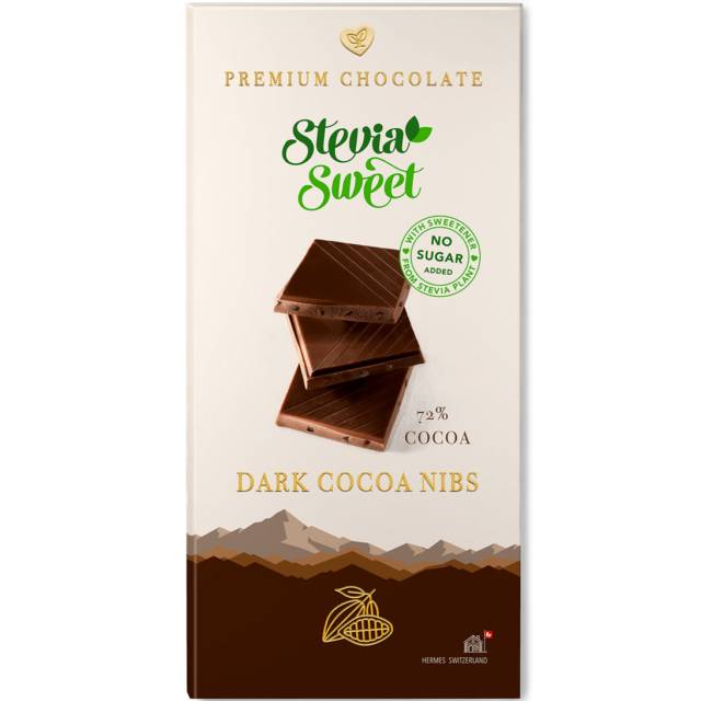 steviasweet premium chocolate cacao nibs without added sugar